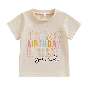 Birthday Girl Toddler Tee Beige 12-18 M