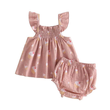 Fly Sleeve Cupcakes Baby Set