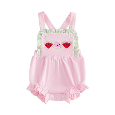 Sleeveless Watermelon Ruffled Baby Romper