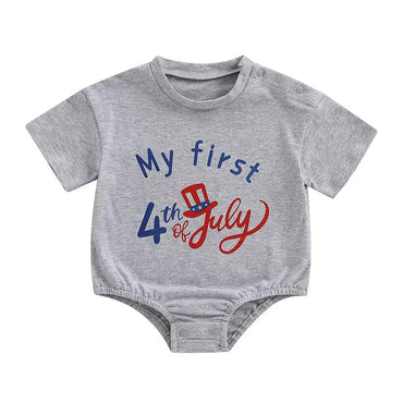 My First 4th of July Baby Bodysuit Gray 0-3 M