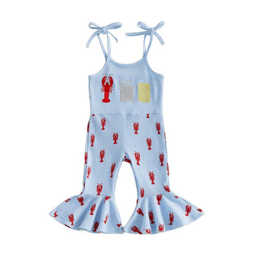 Sleeveless Lobster Flared Toddler Jumpsuit Blue 9-12 M