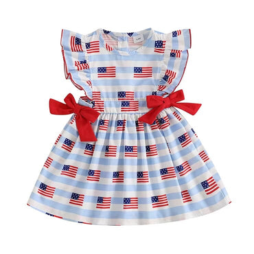 American Flag Bows Toddler Dress