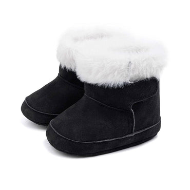 Solid Plush Baby Boots Black 1