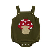Sleeveless Mushroom Apple Baby Romper Green 0-3 M