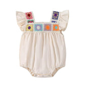 Boho Crochet Floral Baby Romper