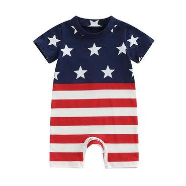 Short Sleeve Stars and Stripes Baby Jumpsuit