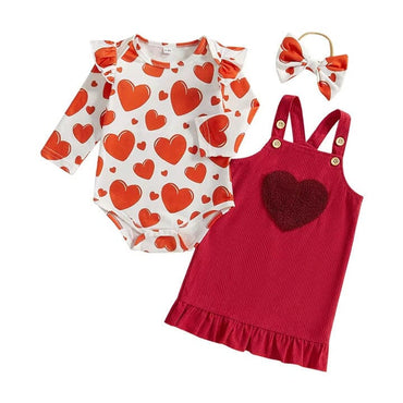 Long Sleeve Hearts Corduroy Baby Set