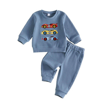 Long Sleeve Race Cars Waffle Toddler Set Sets The Trendy Toddlers