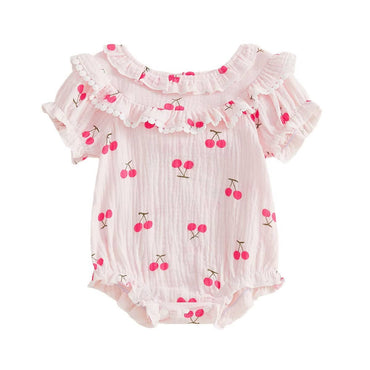 Flutter Sleeve Cherry Baby Romper