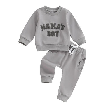 Mama's Boy Solid Pants Baby Set Gray 3-6 M