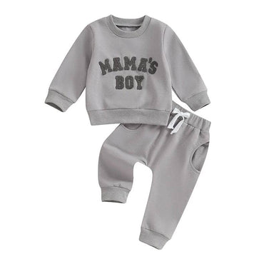 Mama's Boy Solid Pants Baby Set Gray 3-6 M