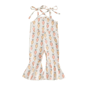 Sleeveless Flared Easter Carrot Toddler Jumpsuit