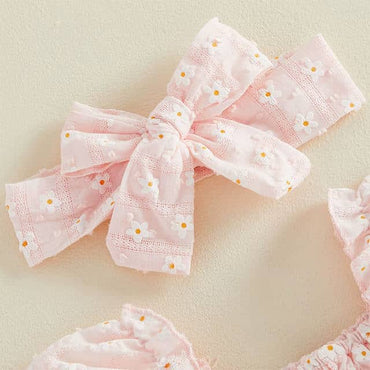 Puff Sleeve Pink Daisy Baby Romper Rompers The Trendy Toddlers
