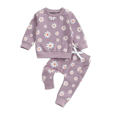 Long Sleeve Daisy Toddler Set Purple 12-18 M