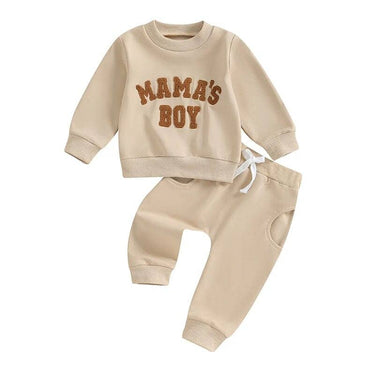 Mama's Boy Solid Pants Baby Set Beige 3-6 M