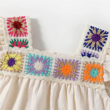 Boho Crochet Floral Baby Romper