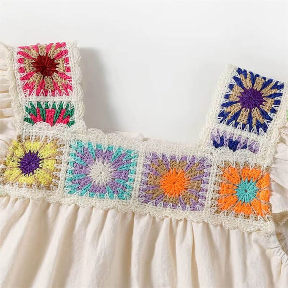 Boho Crochet Floral Baby Romper