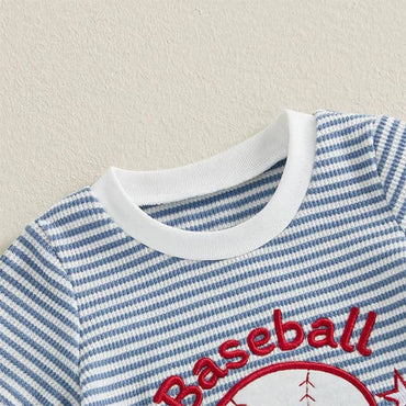 Short Sleeve Baseball League Striped Toddler Set
