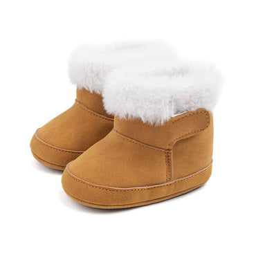 Solid Plush Baby Boots Brown 1