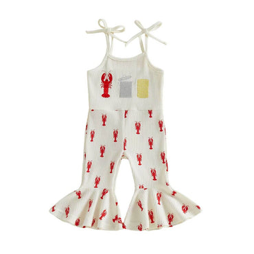 Sleeveless Lobster Flared Toddler Jumpsuit Beige 9-12 M