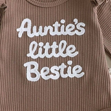 Auntie's Little Bestie Floral Flared Baby Set Sets The Trendy Toddlers
