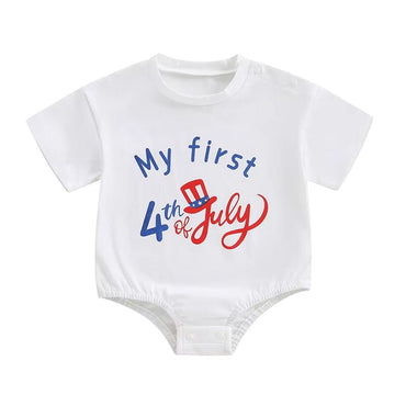My First 4th of July Baby Bodysuit White 0-3 M