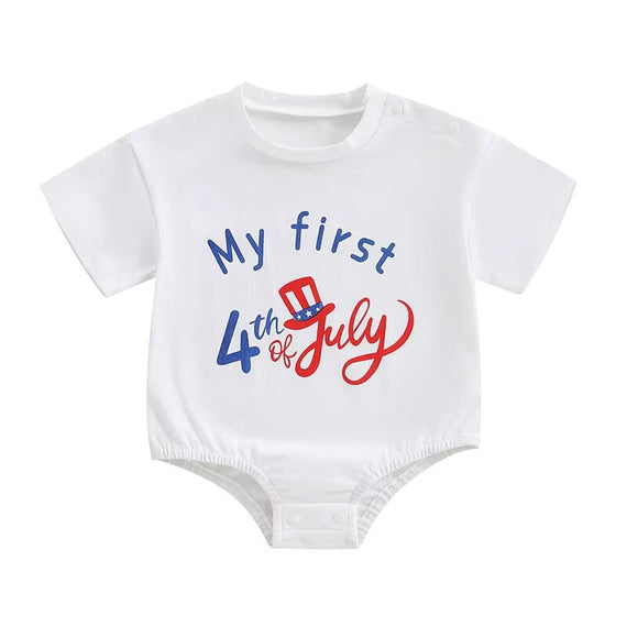 My First 4th of July Baby Bodysuit White 0-3 M