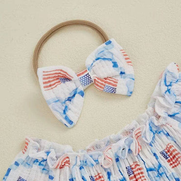 American Flag Ruffled Baby Romper