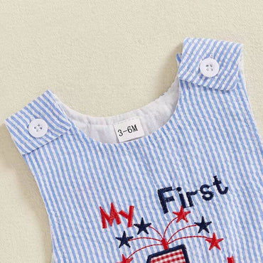 Sleeveless First 4th of July Baby Romper