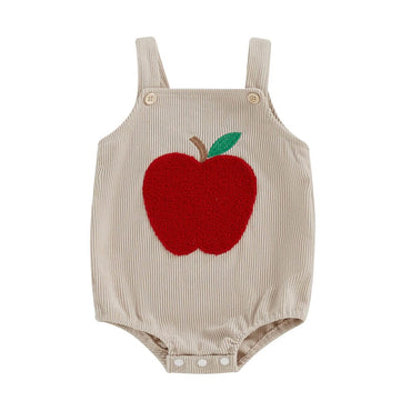 Sleeveless Mushroom Apple Baby Romper Beige 0-3 M