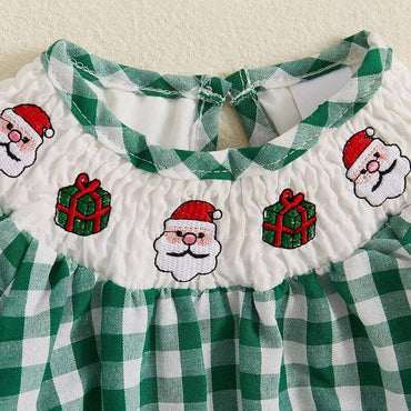 Long Sleeve Plaid Christmas Romper