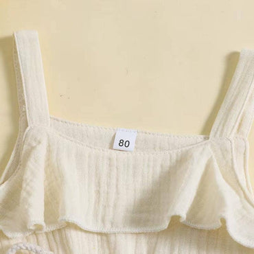 Sleeveless Solid Belted Toddler Dress