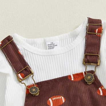 Long Sleeve Suspender Football Baby Set
