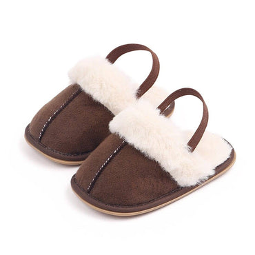 Fluffy Slipper Baby Shoes Dark Brown 1
