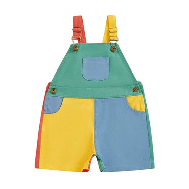 Color Block Straps Toddler Romper Green 9-12 M