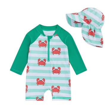 Long Sleeve Striped Crab Toddler Swimsuit