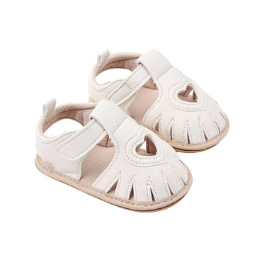 Solid Strap Heart Baby Sandals White 1