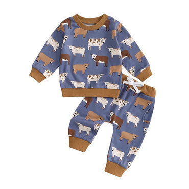 Long Sleeve Cows Baby Set