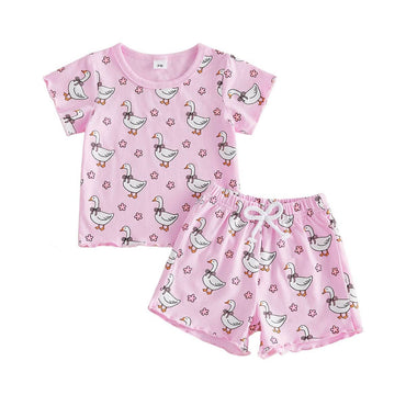 Short Sleeve Floral Goose Baby Set Sets The Trendy Toddlers