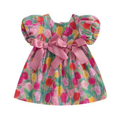 Puff Sleeve Tulip Toddler Dress