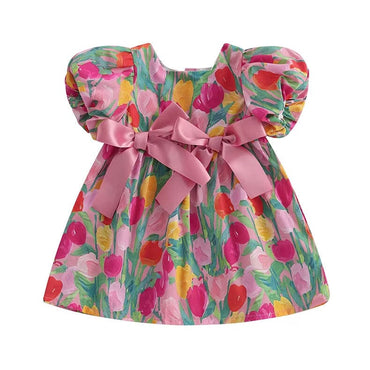 Puff Sleeve Tulip Toddler Dress