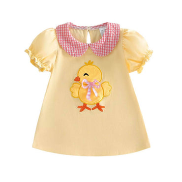 Puff Sleeve Chick Collar Toddler Dress