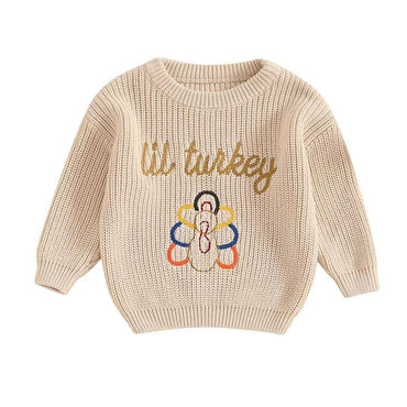 Lil Turkey Knit Baby Sweater Beige 0-3 M