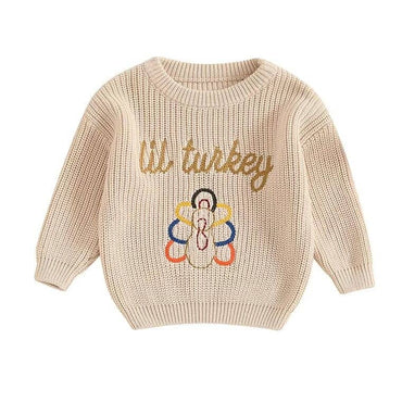 Lil Turkey Knit Baby Sweater Beige 0-3 M
