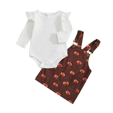 Long Sleeve Suspender Football Baby Set