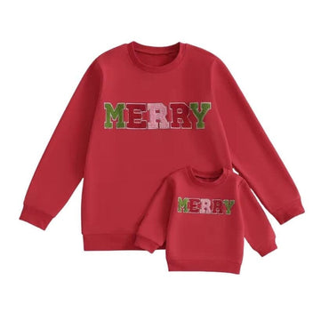 Merry Christmas Matching Sweatshirt Red 3-6 M