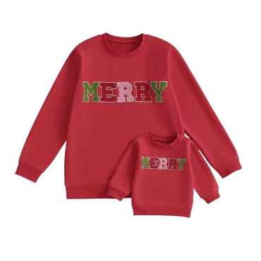Merry Christmas Matching Sweatshirt Red 3-6 M
