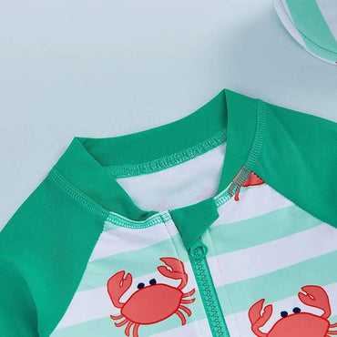 Long Sleeve Striped Crab Toddler Swimsuit