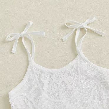 Tie Straps Lace Fringe Baby Set