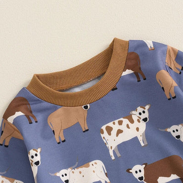Long Sleeve Cows Baby Set